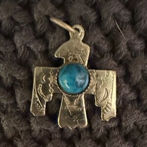 Vintage Silver Eagle Pendant with Turquoise Stone